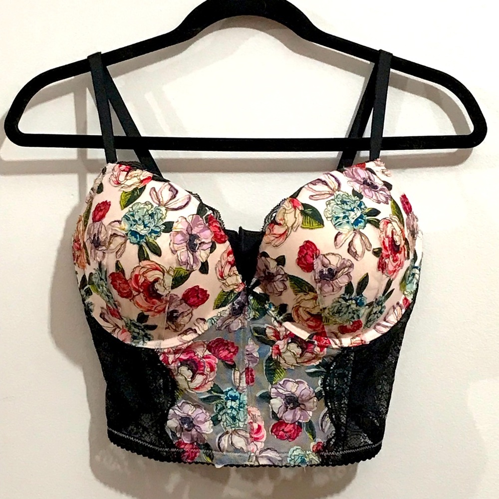 Victoria’s Secret Floral Lace Bustier Top 34DD